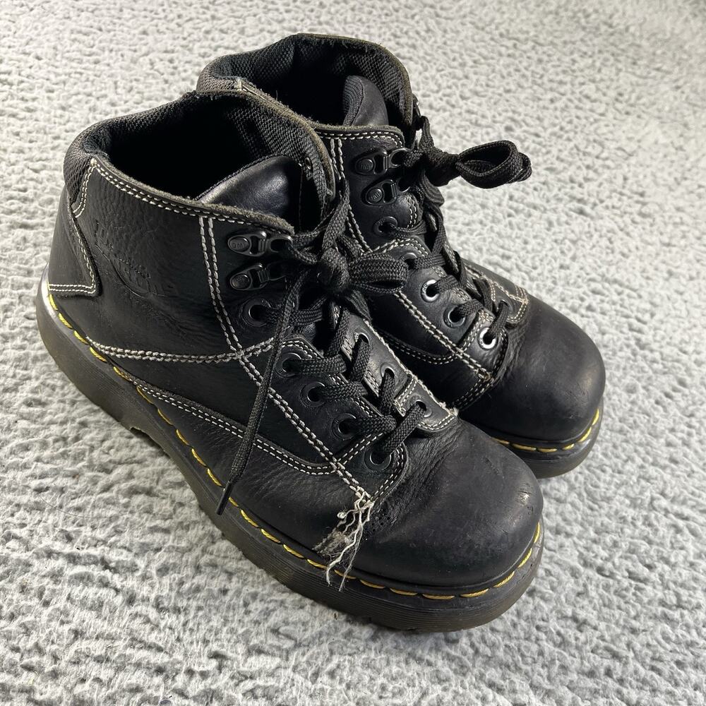Dr. Martens 8A07 Black Leather Chunky AirWair Hiking Boots Mens Size 9 UK 8